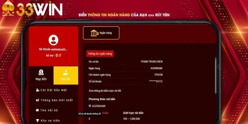 Chi tiết cách rút tiền 33Win nhanh chóng cho các bet thủ